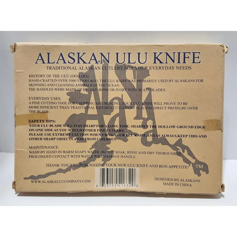 Alaska Ulu Company Exotic Wood Ulu Knife & Display Stand New in Box